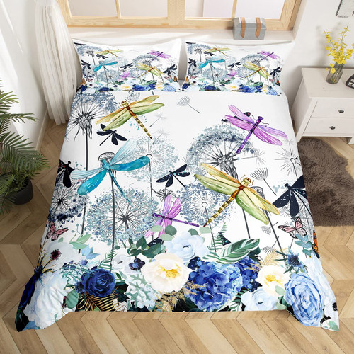 Dragonfly Gifts for Women,Dandelion Comforter Cover Colorful Butterfly Dragonflies Bedding Set for Lady Girls,Floral Duvet Cover Botanical Weed Bed Set Rustic Aesthetic Animal Room Decor King Dragonfly Gifts for Women,Dandelion Comforter Cover Colorful Butterfly Dragonflies Bedding Set for Lady Girls,Floral Duvet Cover Botanical Weed Bed Set Rustic Aesthetic Animal Room Decor King