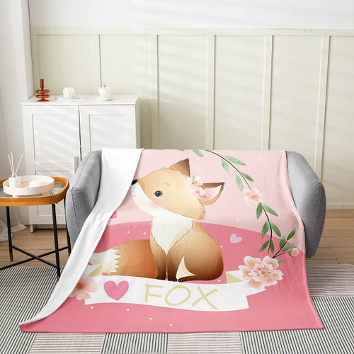 jejeloiu Cartoon Pink Fox Fleece Throw Blanket for Bed Sofa Couch,3D Animal Flannel Fuzzy Blanket,All Season Kawaii Woodland Fox Sweetheart Bed Blanket Room Decor Plush Blanket Throw 50"x60" jejeloiu Cartoon Pink Fox Fleece Throw Blanket for Bed Sofa Couch,3D Animal Flannel Fuzzy Blanket,All Season Kawaii Woodland Fox Sweetheart Bed Blanket Room Decor Plush Blanket Throw 50"x60"