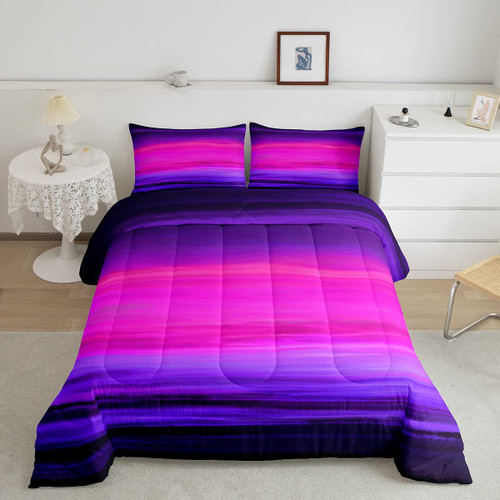 Dark Purple Comforter Set Gradient Pink Purple Black Bedding Set Stripe Line Print Comforter for Children Kids Boys Girls Microfiber Modern Design Duvet Set Room Decor Quilt Set Twin Size Dark Purple Comforter Set Gradient Pink Purple Black Bedding Set Stripe Line Print Comforter for Children Kids Boys Girls Microfiber Modern Design Duvet Set Room Decor Quilt Set Twin Size