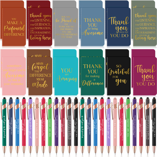 48 Pcs Thank You Gifts Bulk Motivational Pens Inspirational Notepads Set, Mini Motivational Notebooks and Ballpoint Pens, Inspirational Appreciation Gifts for Employee Teacher Staff Volunteer Coworker 48 Pcs Thank You Gifts Bulk Motivational Pens Inspirational Notepads Set, Mini Motivational Notebooks and Ballpoint Pens, Inspirational Appreciation Gifts for Employee Teacher Staff Volunteer Coworker