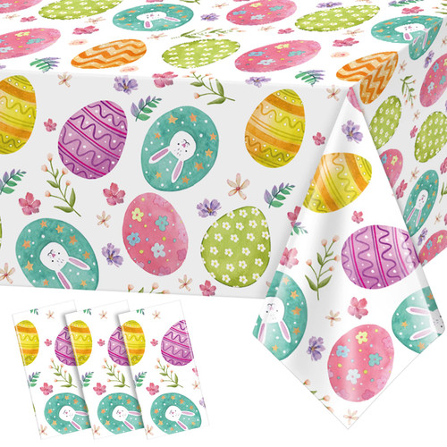 3 Pack Easter Tablecloth Party Decorations, Easter Eggs Bunny Plastic Tablecloth Table Decor, Watercolor Spring Easter Disposable Rectangle Table Cover for Home, Kitchen, Dining Room, 54 x 108 Inch 3 Pack Easter Tablecloth Party Decorations, Easter Eggs Bunny Plastic Tablecloth Table Decor, Watercolor Spring Easter Disposable Rectangle Table Cover for Home, Kitchen, Dining Room, 54 x 108 Inch