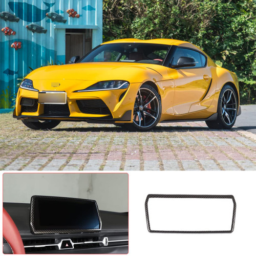 CHEAYAR GPS Screen Frame Fit for Toyota Supra GR A90 A91 MK5 2019-2022,Car Navigation Screen Trim Cover, Center Display Frame Trim Cover Decoration Made of ABS & Soft Carbon Fiber (Carbon-Black-ABS)
