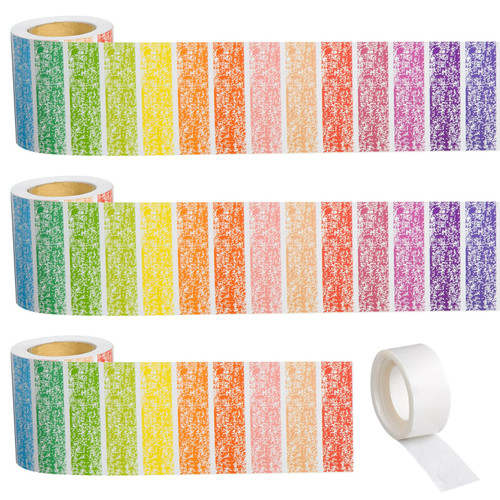 99 Feet Bulletin Board Borders-3 Roll Watercolor Stripes Straight Rolled Border Trim for School Chalkboard Bulletin Board Wall Classroom Decorations Back to School Decor Borders