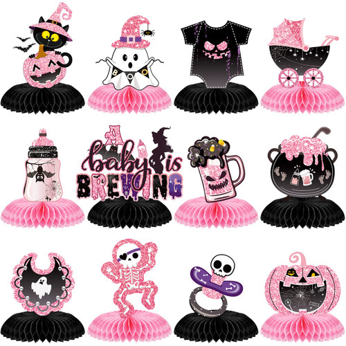 12 Pieces Halloween Baby Shower Decorations Halloween a Baby is Brewing Honeycomb Centerpieces a Baby is Brewing Table Centerpieces for Halloween Gender Reveal Party Favor Supplies (Black, Pink) 12 Pieces Halloween Baby Shower Decorations Halloween a Baby is Brewing Honeycomb Centerpieces a Baby is Brewing Table Centerpieces for Halloween Gender Reveal Party Favor Supplies (Black, Pink)
