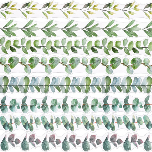 79 Feet Eucalyptus Bulletin Board Border Boho Plant Die Cut Border Trim for Classroom Decoration Greenery Leaves Border for Back to School Decor Tropical Wall Decals Desks Home and School Decor