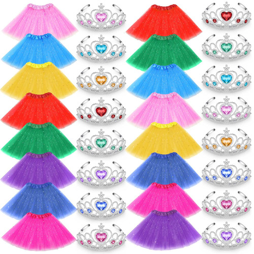 16 Sets Princess Tutu Crown Dress up Accessories Tiara Princess Crowns and Tiara Ballet Tutu Skirts for Girl's Costume Birthday Party Favors 16 Sets Princess Tutu Crown Dress up Accessories Tiara Princess Crowns and Tiara Ballet Tutu Skirts for Girl's Costume Birthday Party Favors