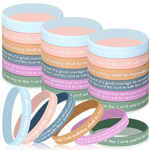 36 Pieces Christian Bible Bracelets Rubber Verse Bracelets Religious Silicone Bracelet Inspirational Silicone Wristbands Motivational Rubber Wristbands Bible Verses Wristbands for Kids Teens Adults