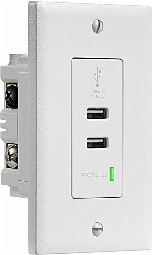 Insignia&trade; - In-wall 3.6A Surge Protected USB Hub - White