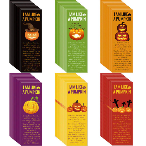 Halloween Bookmarks Pumpkin Bible Verses Bookmarks Christian Bookmarks Religious Book Markers for Women Girl Book Lovers Church Baptism Gifts Christian Gifts Halloween Bible Bookmark (120)