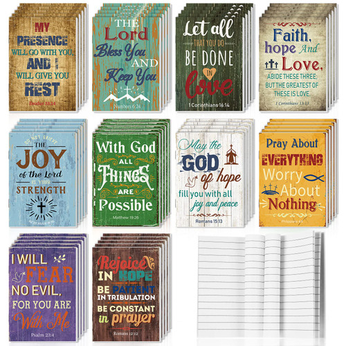 CHENGU 50 Pcs Bible Verse Notebook Christian Journals Bulk Christian Gifts Religious Prayer Journals Inspirational Notepads for Women Men Scripture Notepads Pocket for Office School Home (Vintage Style)