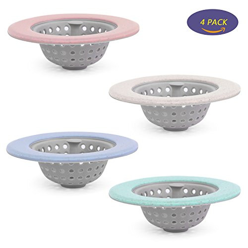Acusstom Kitchen Silicone Sink Strainer, Garbage Disposal Strainer Sink Drain Catcher Plug Drain Cover Kitchen Sink Basket for Kitchen Sinks, Silicone, 4PCS