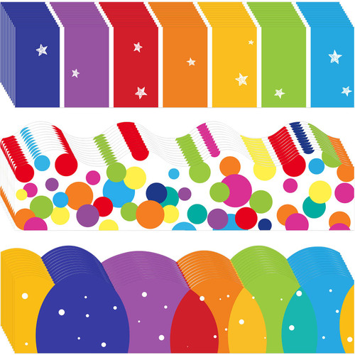 59 ft Rainbow Bulletin Board Border Trim Removable Blackboard Chalkboard Border Summer Classroom Borders Stickers for Bulletin Board Classroom Office Party Wall Decor