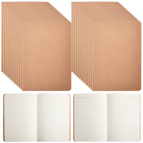 Epakh 48 Pack A5 Kraft Paper Notebooks Journal Notebook Bulk 8.3 x 5.5 Inch Travel Notebook Journals for Travelers Students Writing Diary Office School Supplies, 68 Pages 34 Sheets (Lined/Blank)