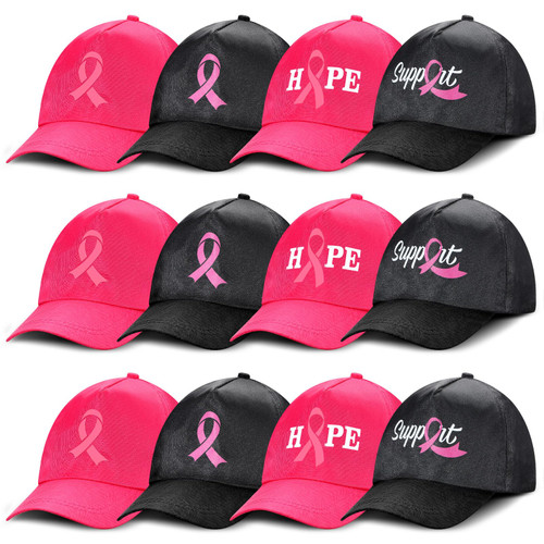 Ramede 12 Pcs Pink Ribbon Breast Cancer Baseball Cap Adjustable Breast Cancer Hats for Women Men Embroidered Inspiring Awareness Baseball Hat for Gifts Accessories, 4 Styles Ramede 12 Pcs Pink Ribbon Breast Cancer Baseball Cap Adjustable Breast Cancer Hats for Women Men Embroidered Inspiring Awareness Baseball Hat for Gifts Accessories, 4 Styles