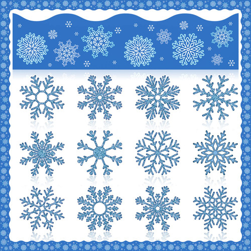 72 Pcs Winter Bulletin Board Borders Set Snowflake Bulletin Board Borders Snowflakes Cutouts Winter Theme Colorful Cutouts for Winter Holiday Classroom School Bulletin Board Christmas Party Decor