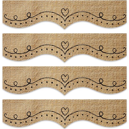 60 Pieces 59 Feet Bulletin Board Borders Chalkboard Dotted Swirl Bulletin Board Paper Teachers Chalk It Up Calendar Trimmer Border for Bulletin Board Classroom Chalkboard Wall Decor (Burlap Design)