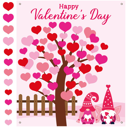 60 Pieces Valentine's Day Bulletin Board Tree Sets Hearts Cutouts and Minds Bulletin Board Tree Banner Classroom Tree Wall Decor for Elementary School Teacher Chalkboard Supplies