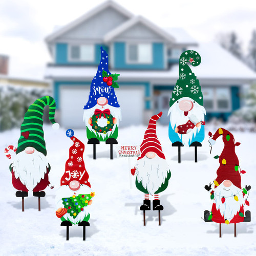 6 Pcs Metal Christmas Yard Sign Decoration 12.2 Inch Gnome Yard Stake Outdoor Patio Yard Lawn Signs Decorative Garden Stakes for Outside Xmas Holiday Garden Pathway 6 Pcs Metal Christmas Yard Sign Decoration 12.2 Inch Gnome Yard Stake Outdoor Patio Yard Lawn Signs Decorative Garden Stakes for Outside Xmas Holiday Garden Pathway