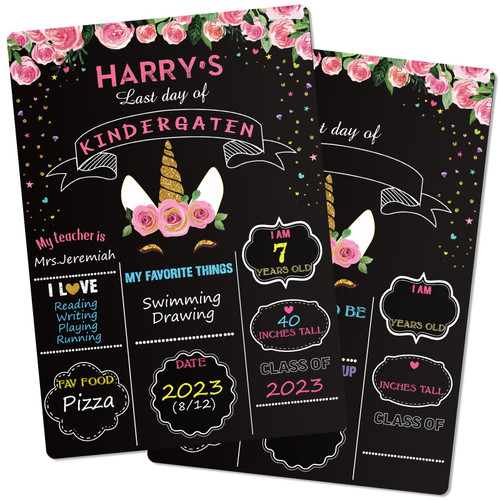First Day and Last Day School Chalkboard Back to School Chalkboard Reusable Board Sign Double Sided Erasable First Day of School Chalkboard Photo Prop for Student, 13.8 x 10 Inch (Unicorn) First Day and Last Day School Chalkboard Back to School Chalkboard Reusable Board Sign Double Sided Erasable First Day of School Chalkboard Photo Prop for Student, 13.8 x 10 Inch (Unicorn)