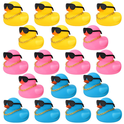 18 Pcs Mini Rubber Ducks Baby Shower Tiny Rubber Ducks Bulk with Sunglasses, Float Bath Toys Bathtub Duckies Mini Ducks for Shower Birthday Party Favors Carnival Gift (Stylish Style) 18 Pcs Mini Rubber Ducks Baby Shower Tiny Rubber Ducks Bulk with Sunglasses, Float Bath Toys Bathtub Duckies Mini Ducks for Shower Birthday Party Favors Carnival Gift (Stylish Style)