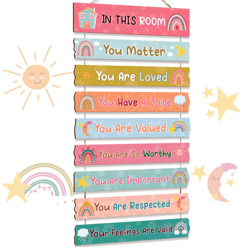 Kathfly Rainbow Wall Decor for Girls Inspirational Boho Rainbow Wall Art Aesthetic Girl Room Wall Decor Rainbow Wooden Wall Hanging Sign for Teens Girls Toddler Classroom Bedroom Nursery Decoration