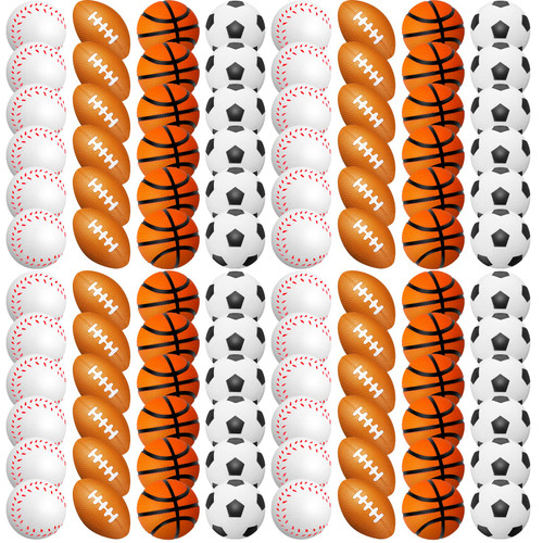 120 Pieces Small Sports Stress Balls Mini Foam Soccer Ball, Basketball, Football, Baseball Stress Balls for Anxiety Relief Sports Themed Birthday Party Supplies Game Stocking Stuffers