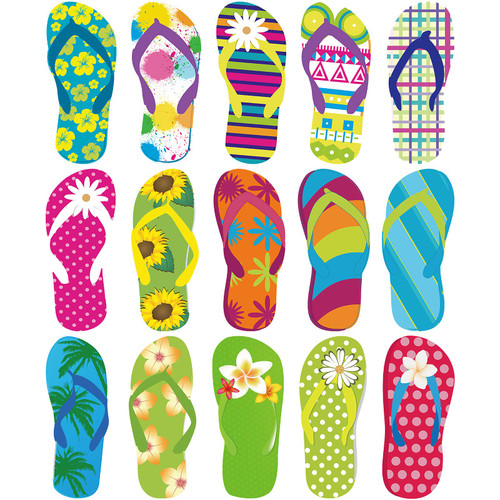 60 Pieces Flip-Flop Accents Colorful Flip-Flop Cutouts Summer Bulletin Board Cutouts Wall Decor Hawiian Party Cutouts with Glue Point Dots for Classroom Party Decor