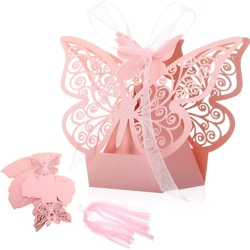 Outus 60 Pieces Butterfly Laser Cut Favor Boxes Cookie Present Boxes with Ribbons Cute Chocolate Box for Wedding Girl Bridal Birthday Party Baby Shower Favors Decoration Supplies (Pink) Outus 60 Pieces Butterfly Laser Cut Favor Boxes Cookie Present Boxes with Ribbons Cute Chocolate Box for Wedding Girl Bridal Birthday Party Baby Shower Favors Decoration Supplies (Pink)