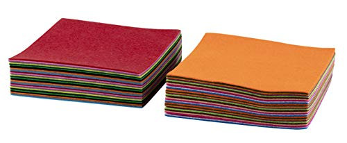 Felt Sheet - 60-Pack Felt Fabric Sheet for DIY Art Crafts, Patchwork Sewing Supplies, 20 Assorted Colors, 3 of Each Color, 7.8 x 7.8 Inches, 20 x 20 cm, 1.5 mm Thick