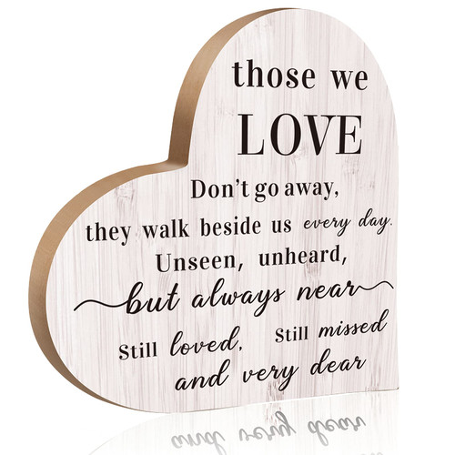 Bereavement Gift Wood Heart Memorial Plaque Sympathy Table Decoration Condolence Sign Bereavement Gift for Loss of Loved One Remembrance Memorial Gift for Table Centerpiece Remembrance Decoration