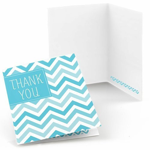 Big Dot of Happiness Chevron Blue - Baby Shower, Birthday Party, or Bridal Shower Thank You Cards (8 count)
