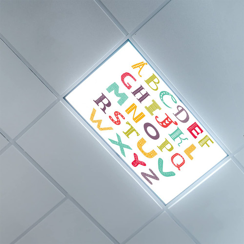Fluorescent Light Covers for Ceiling Light Diffuser Panels-Alphabet Pattern-Light Filters Ceiling LED Ceiling Light Covers-2ft x 4ft Drop Ceiling Fluorescent Decorative,White Multicolor