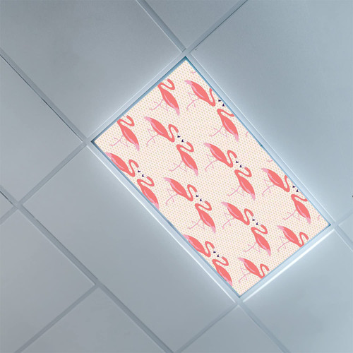 Fluorescent Light Covers for Ceiling Light Diffuser Panels-Flamingo Pattern-Light Filters Ceiling LED Ceiling Light Covers-2ft x 4ft Drop Ceiling Fluorescent Decorative,Cream Pale Pink Peach