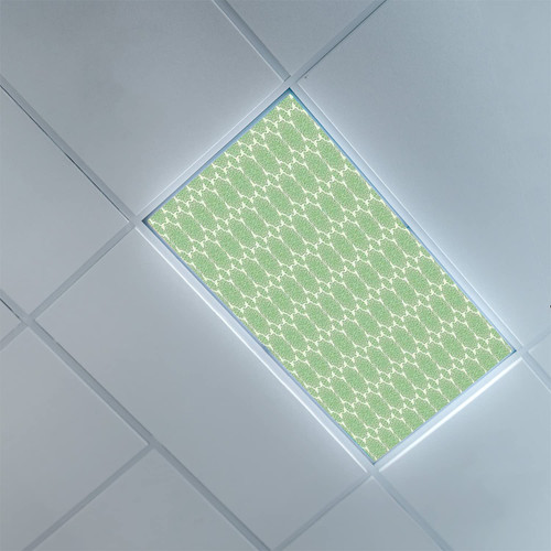 Fluorescent Light Covers for Ceiling Light Diffuser Panels-Green Retro Pattern-Light Filters Ceiling LED Ceiling Light Covers-2ft x 4ft Drop Ceiling Fluorescent Decorative,Pale Green and Fern