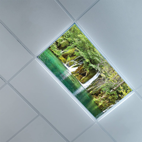 Fluorescent Light Covers for Ceiling Light Diffuser Panels-Mountain Waterfall pattern-Light Filters Ceiling LED Ceiling Light Covers-2ft x 4ft Drop Ceiling Fluorescent Decorative,Sea Green Pale Green