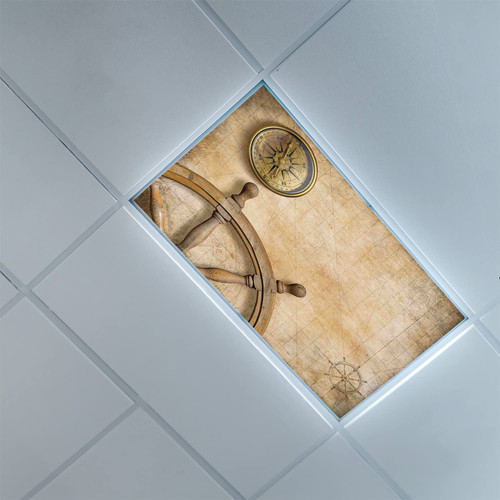 Fluorescent Light Covers for Ceiling Light Diffuser Panels-Nautical Pattern-Light Filters Ceiling LED Ceiling Light Covers-2ft x 4ft Drop Ceiling Fluorescent Decorative,Beige