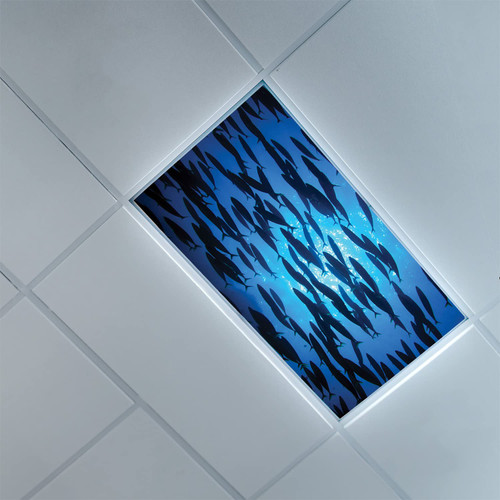 Fluorescent Light Covers for Ceiling Light Diffuser Panels-Ocean Pattern-Light Filters Ceiling LED Ceiling Light Covers-2ft x 4ft Drop Ceiling Fluorescent Decorative,Azure Blue Sky Blue
