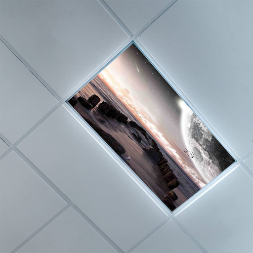 Fluorescent Light Covers for Ceiling Light Diffuser Panels-Space Pattern-Light Filters Ceiling LED Ceiling Light Covers-Office & Classroom Decorations,Pink Blue