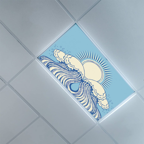 Fluorescent Light Covers for Ceiling Light Diffuser Panels-Tidal Wave pattern-Light Filters Ceiling LED Ceiling Light Covers-2ft x 4ft Drop Ceiling Fluorescent Decorative,Pale Sky Blue Eggshell