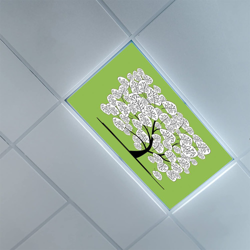 Fluorescent Light Covers for Ceiling Light Diffuser Panels-Tree Pattern-Light Filters Ceiling LED Ceiling Light Covers-2ft x 4ft Drop Ceiling Fluorescent Decorative,Green Black and White