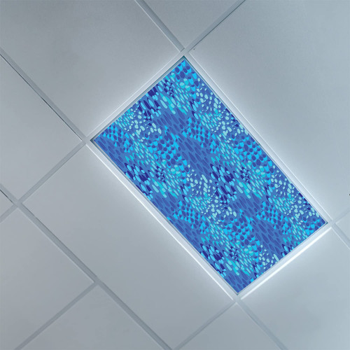 Fluorescent Light Covers for Classroom Office-Aqua Pattern-Light Filters Ceiling LED Ceiling Light Covers-2ft x 4ft Drop Ceiling Fluorescent Decorative,Violet Blue Aqua