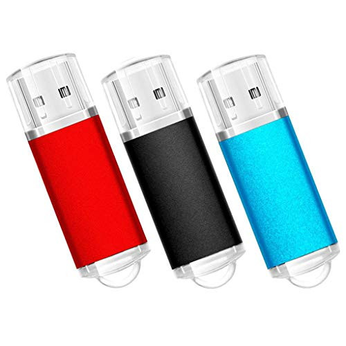 TosMemo 3Pack 8GB USB 2.0 Flash Drive 8GB Thumb Drive Memory Stick Jump Drive (Black/Red/Light Blue)