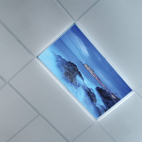 Fluorescent Light Covers for Classroom Office-Dubrovnik Pattern-Light Filters Ceiling LED Ceiling Light Covers-2ft x 4ft Drop Ceiling Fluorescent Decorative,Azure Blue