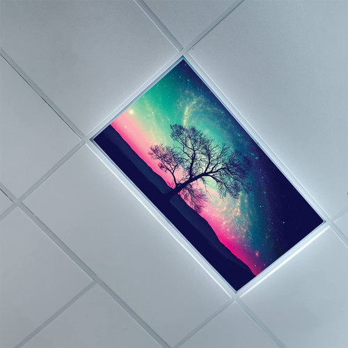 Fluorescent Light Covers for Classroom Office-Galaxy Pattern-Light Filters Ceiling LED Ceiling Light Covers-Office & Classroom Decorations,Dark Blue Pink Aqua