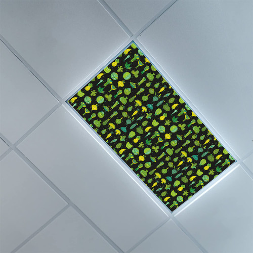 Fluorescent Light Covers for Classroom Office-Garden Pattern-Light Filters Ceiling LED Ceiling Light Covers-2ft x 4ft Drop Ceiling Fluorescent Decorative,Charcoal Grey and Fern