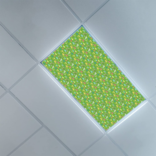 Fluorescent Light Covers for Classroom Office-Garden Pattern-Light Filters Ceiling LED Ceiling Light Covers-2ft x 4ft Drop Ceiling Fluorescent Decorative,Lime Green Multicolor