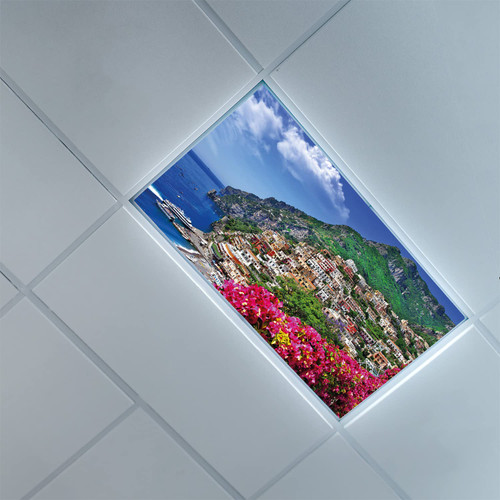 Fluorescent Light Covers for Classroom Office-Italy Pattern-Light Filters Ceiling LED Ceiling Light Covers-Office & Classroom Decorations,Green Pink Blue