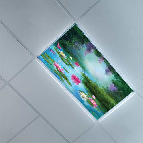 Fluorescent Light Covers for Classroom Office-Nature Pattern-Light Filters Ceiling LED Ceiling Light Covers-2ft x 4ft Drop Ceiling Fluorescent Decorative,Green Pink Aqua