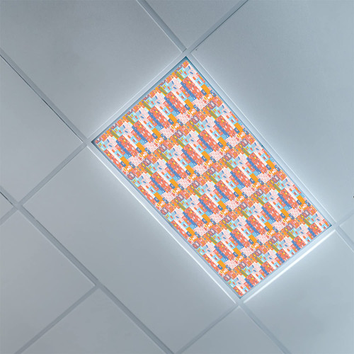 Fluorescent Light Covers for Classroom Office-Nature Pattern-Light Filters Ceiling LED Ceiling Light Covers-Office & Classroom Decorations,Multicolor