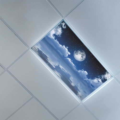 Fluorescent Light Covers for Classroom Office-Ocean Pattern-Light Filters Ceiling LED Ceiling Light Covers-2ft x 4ft Drop Ceiling Fluorescent Decorative,Dark Blue and White